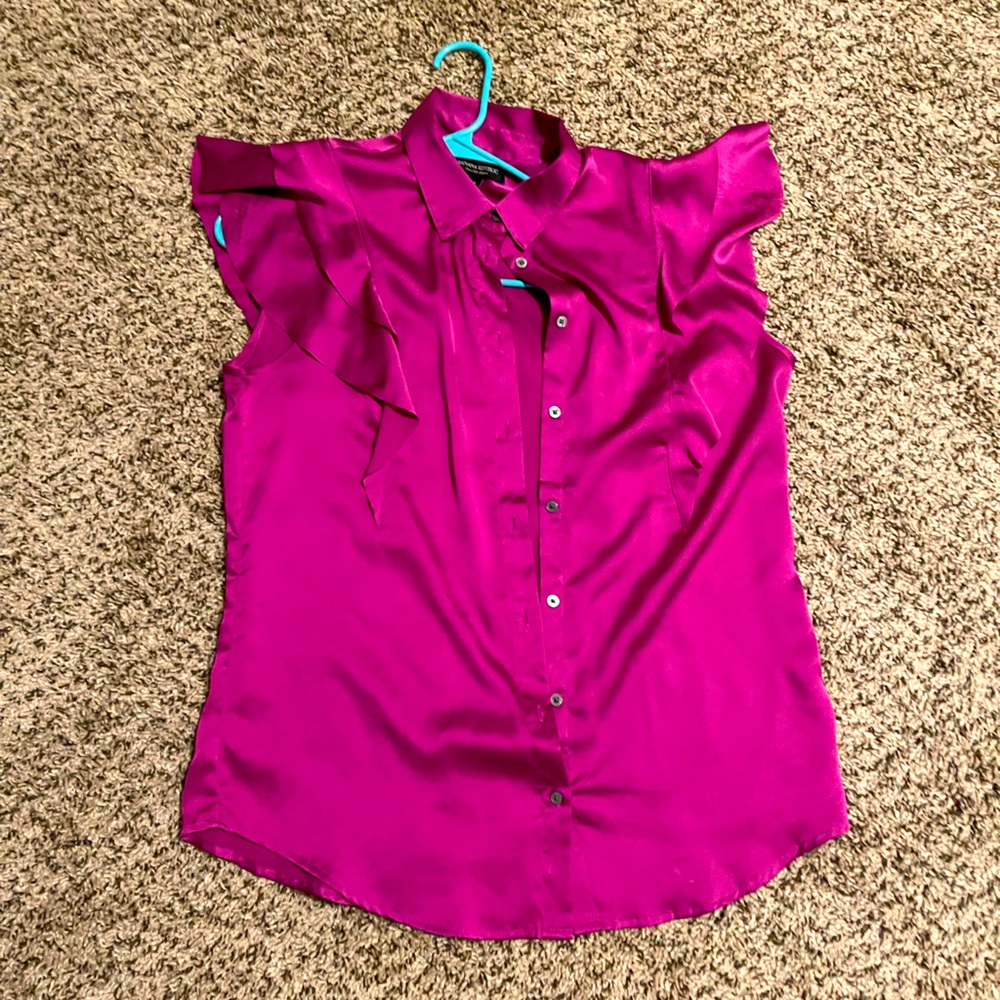 Pink ruffle sleeve blouse